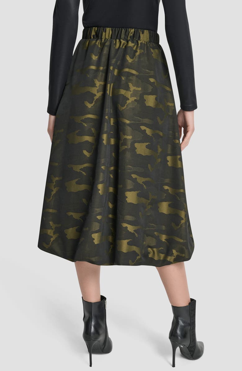 DKNY Camo Jacquard Bubble Hem Midi Skirt, Alternate, color, Dark Olive
