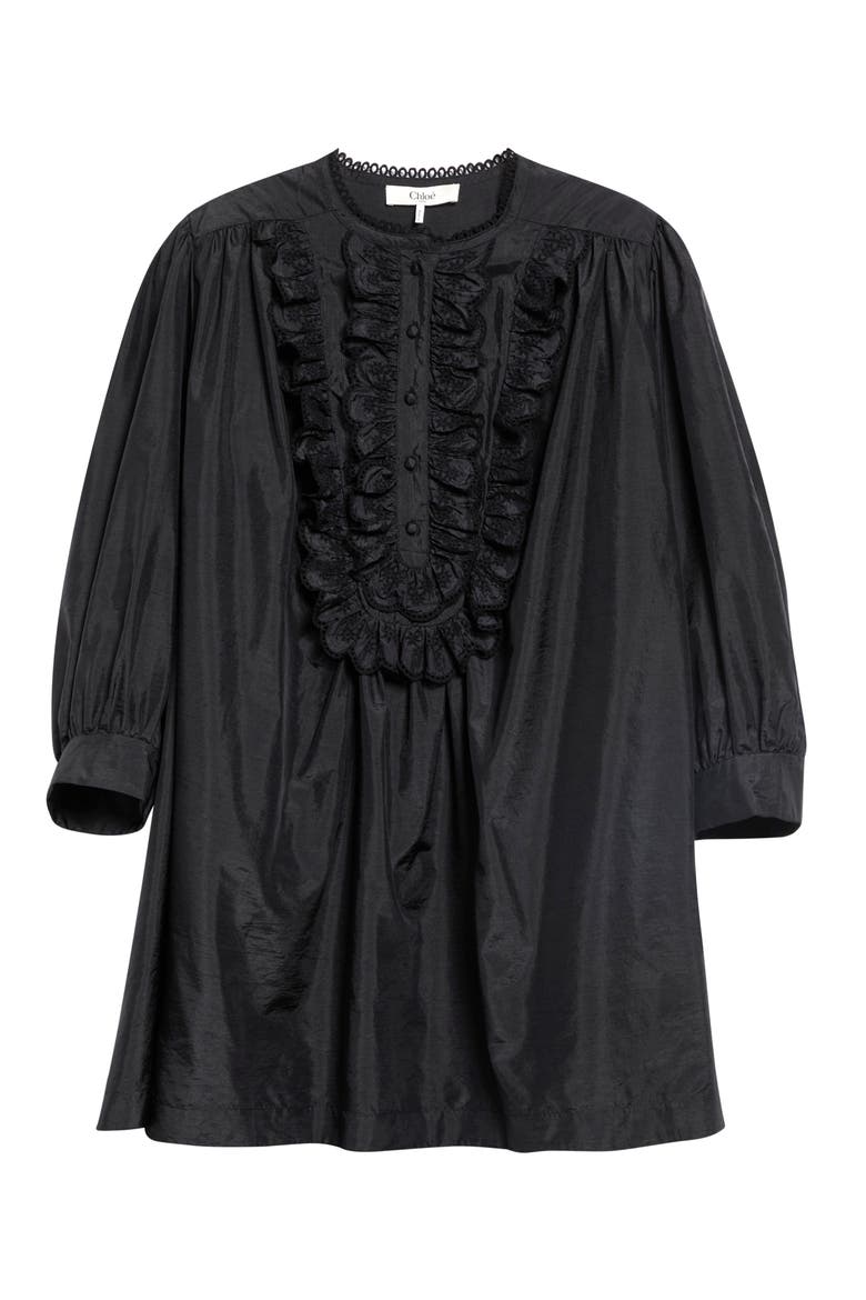 Long Sleeve Taffeta Dress, Alternate, color, BLACK