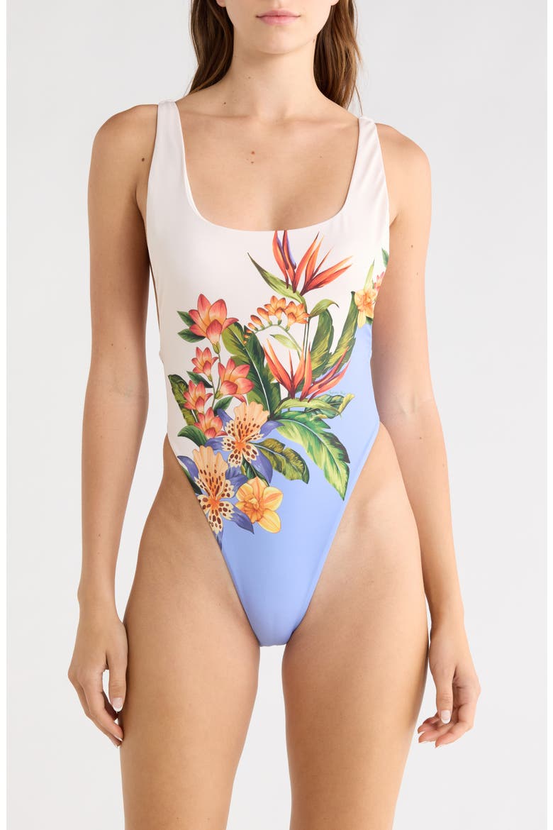 Hilo Floral One-Piece Swimsuit, Main, color, HILO STRIPES LIGHT BLUE