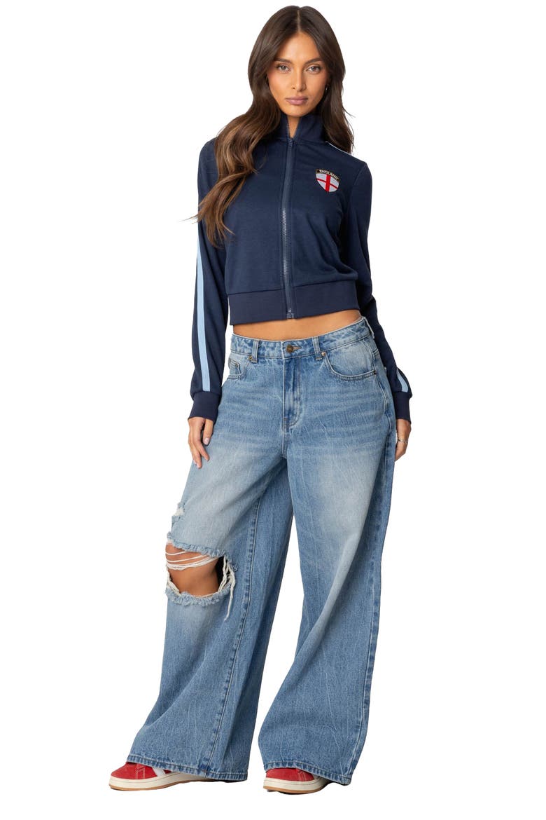 Ripped Low Rise Baggy Wide Leg Jeans, Alternate, color, BLUE-WASHED