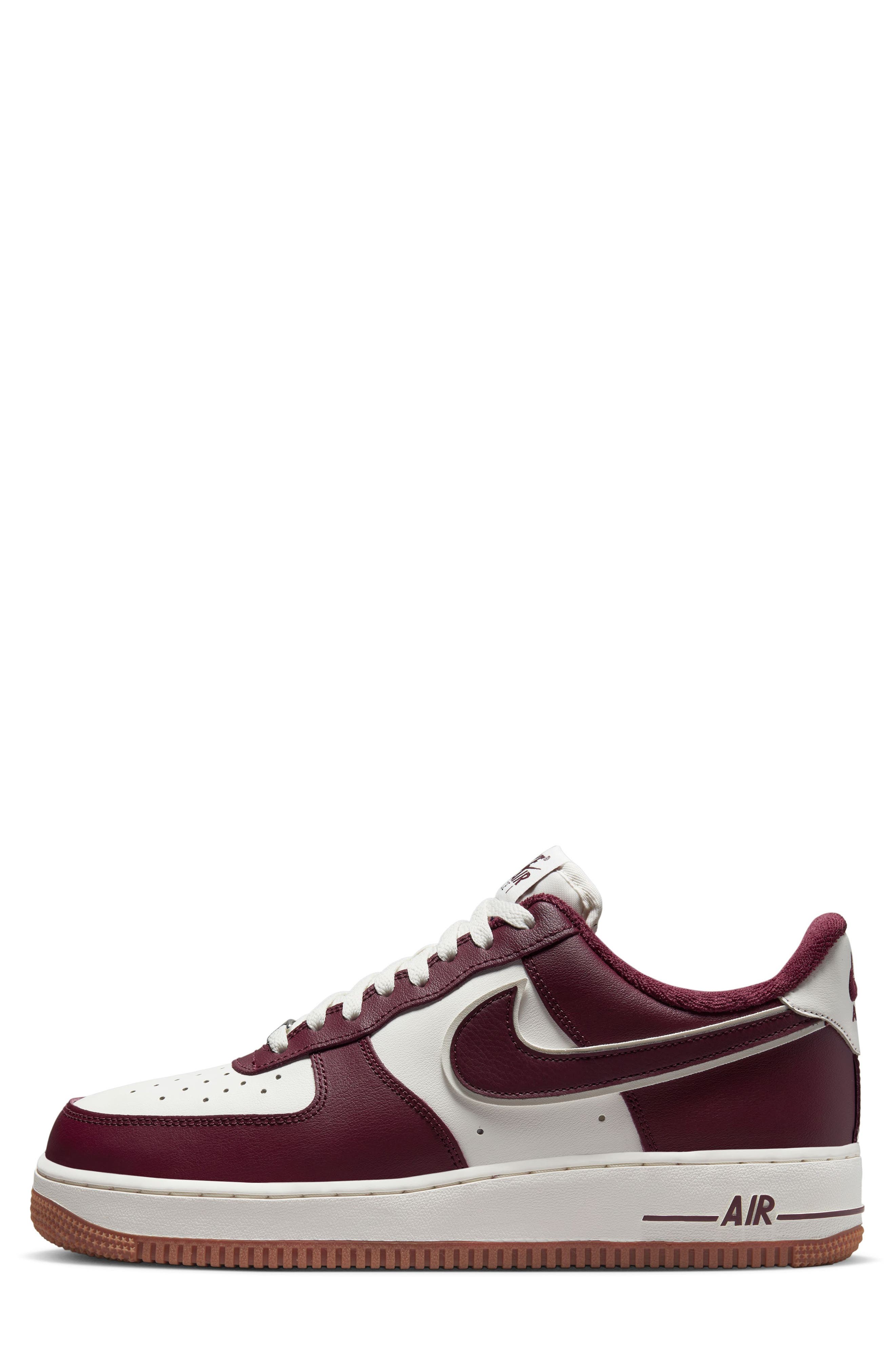 Air Force 1 '07 LV8 Sneaker, Alternate, color, SAIL/ NIGHT MAROON/ BROWN