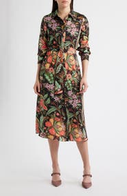 Julia Jordan Floral Long Sleeve Midi Shirtdress