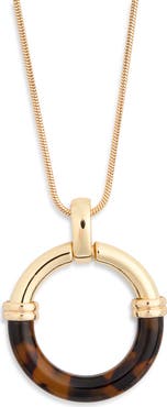 NORDSTROM RACK Resin & Metal Ring Pendant Necklace