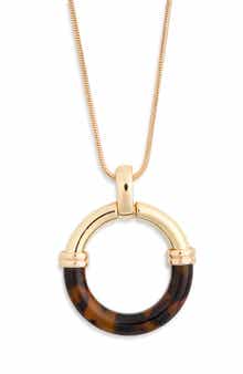 NORDSTROM RACK Resin & Metal Ring Pendant Necklace