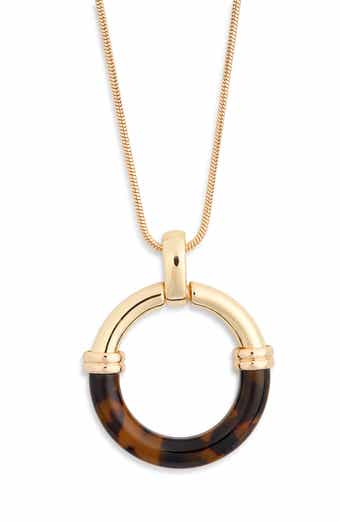 NORDSTROM RACK Resin & Metal Ring Pendant Necklace