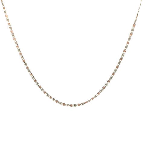14K Tri Color Gold Valentino Heart Link Necklace, 20"  2.6mm