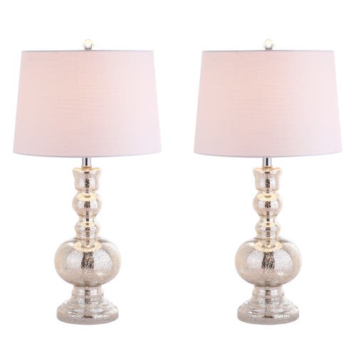 Jonathan Y Genie 28.5" Glass Led Table Lamp In Mercury Silver