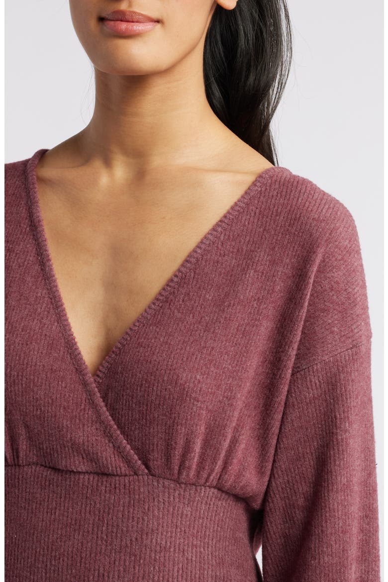 Empire Tie Back Rib Top, Alternate, color, WINE
