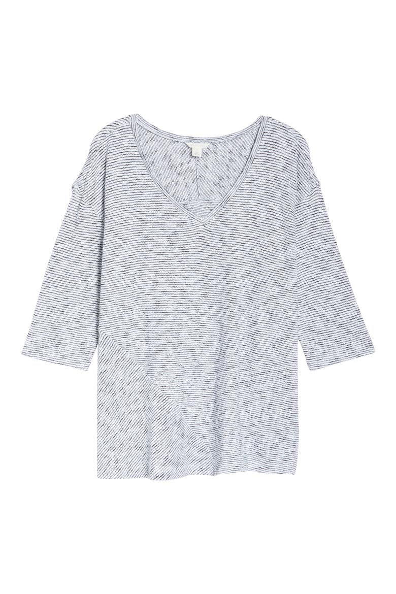 Dolman Sleeve Cotton Top, Alternate, color, WHITE- BLACK THIN STP