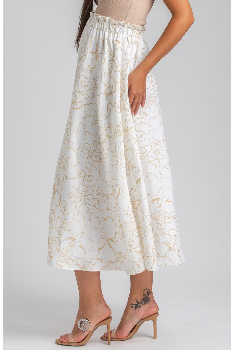 Print Maternity Midi Skirt, Alternate, color, WHITE/BROWN