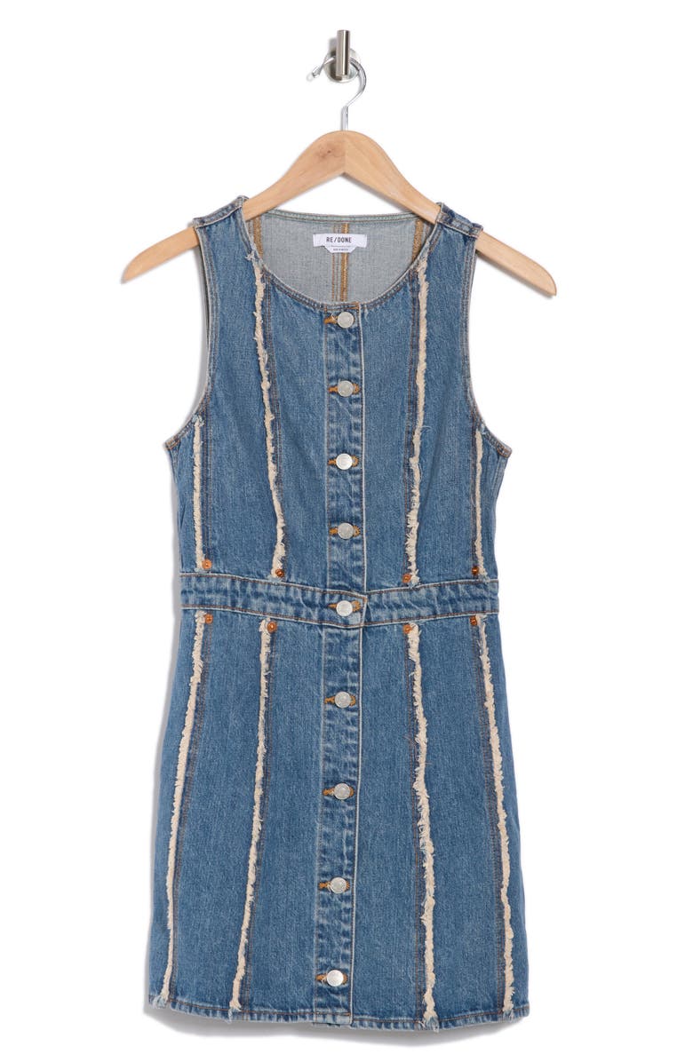Re/Done Fray Denim Dress, Alternate, color, Bruna