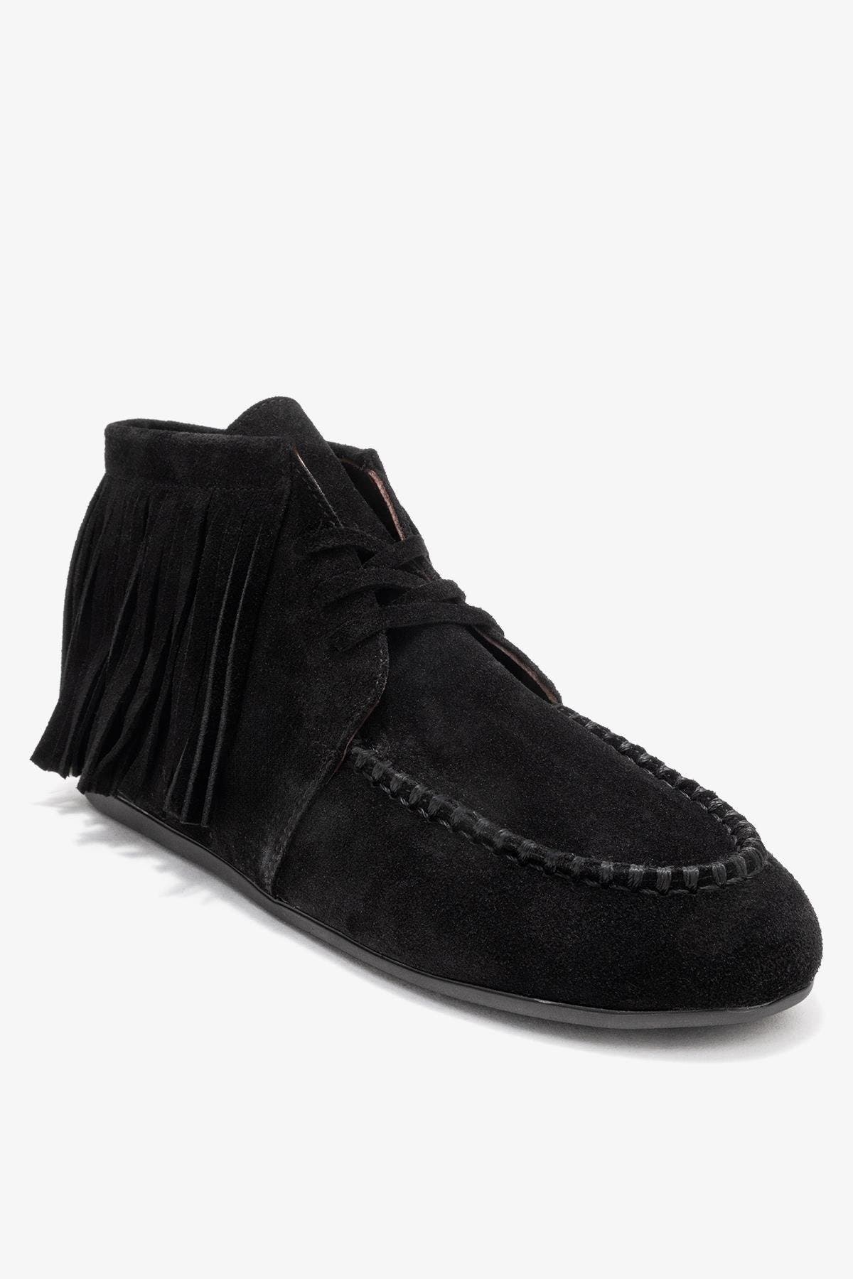 Raux Leather Ankle Boot, Main, color, Black Suede Leather