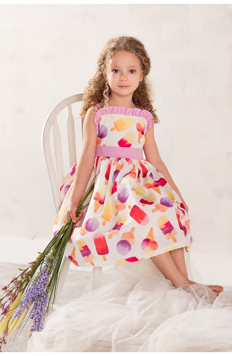 JOE-ELLA Kids' Ice Cream Print Dress, Alternate, color, Pink