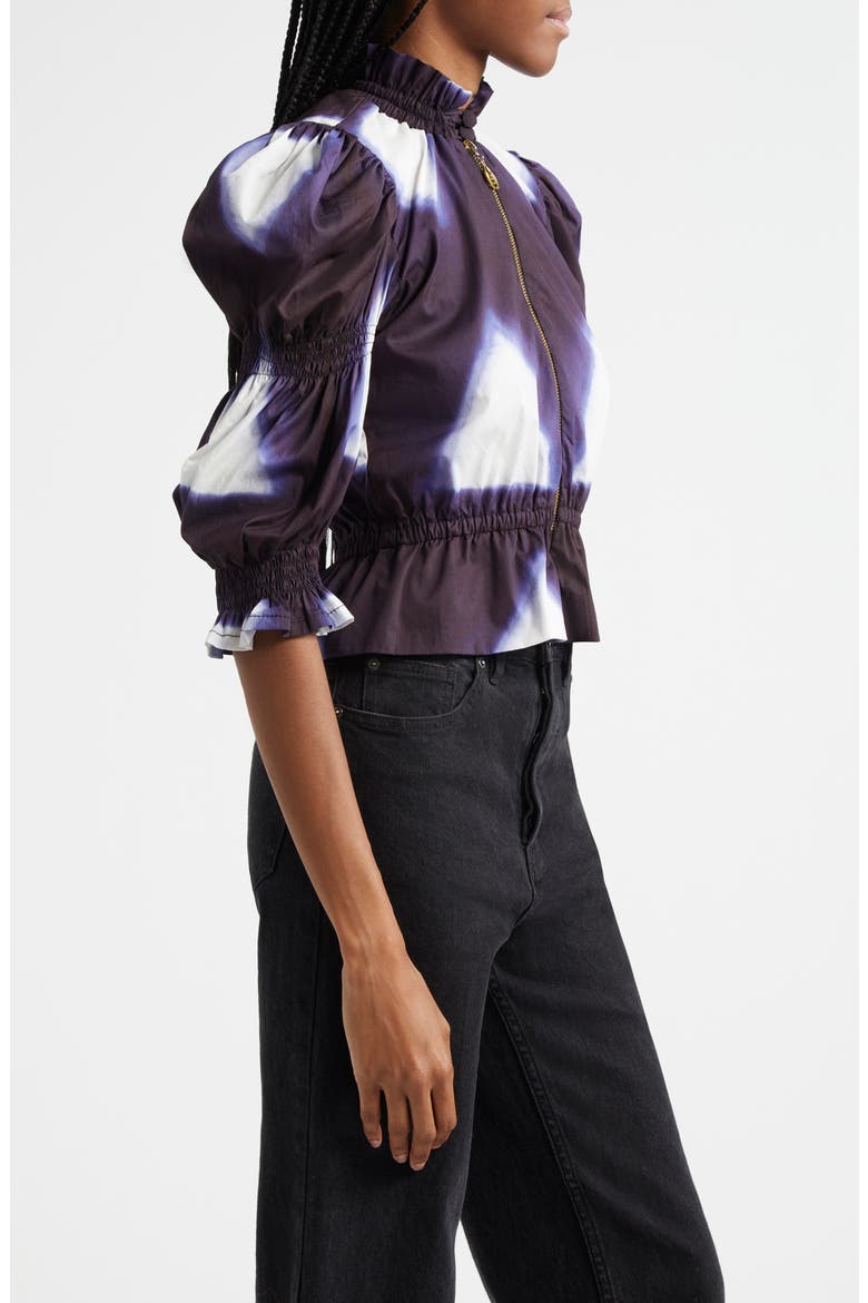Oreola Peplum Top, Alternate, color, INDIGO BLUE, WHITE