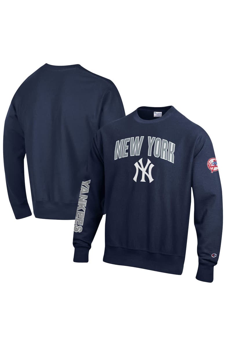 Champion Men's Champion  Navy New York Yankees Reverse Weave Chenille Sweatshirt, Main, color, Navy