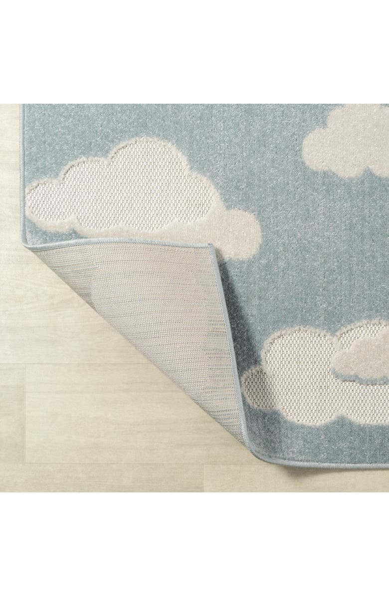 JONATHAN Y Hedwig High-Low Youth Cloud Scandi Indoor/Outdoor Rug, Alternate, color, Blue/Ivory