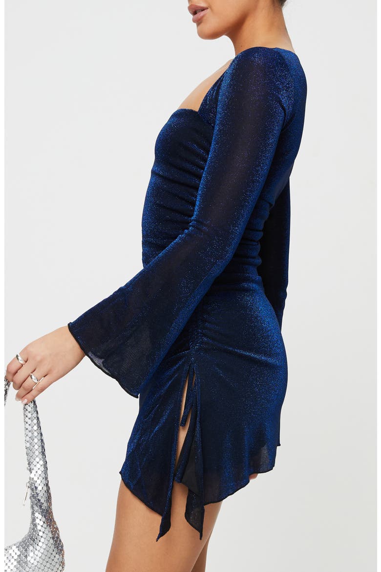 Donelli Sparkle Long Sleeve Asymmetric Minidress, Alternate, color, BLUE