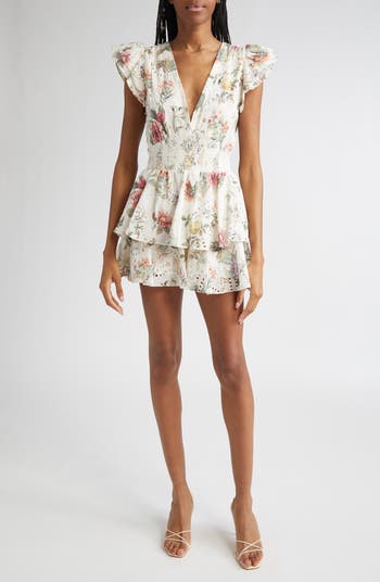 ALICE+OLIVIA ♥ Kessie Ruffle Slv Romper/追跡付 Alice and Olivia Kessie Ruffle Sleeve Romper | Bloomingdale's