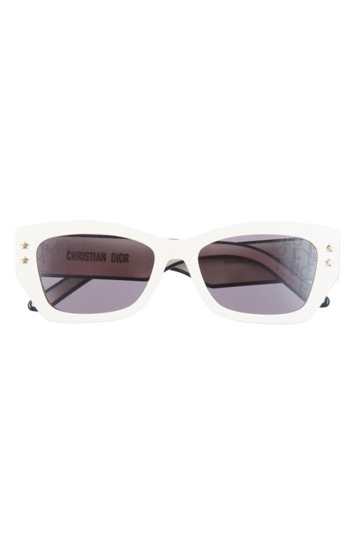 Dior Pacific S2u 53mm Mirrored Rectangular Sunglasses In White