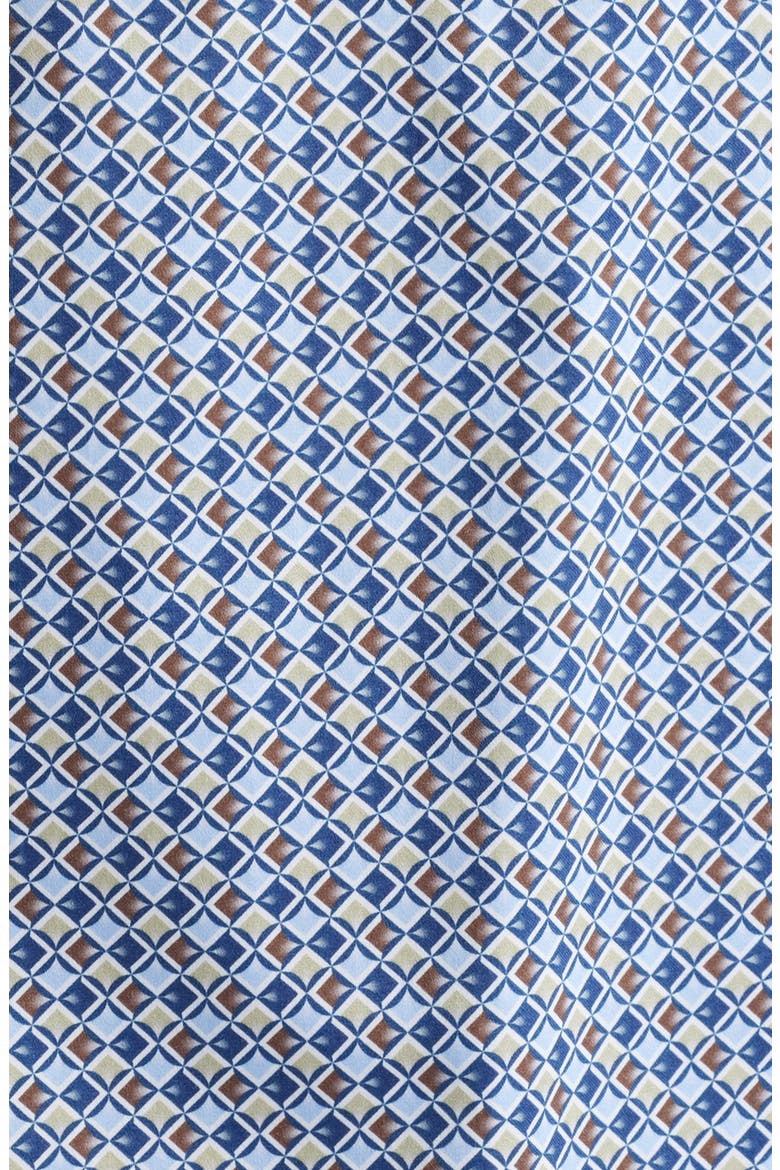 Wavy Diamond Print Cotton Button-Up Shirt, Alternate, color, BLUE/ BROWN