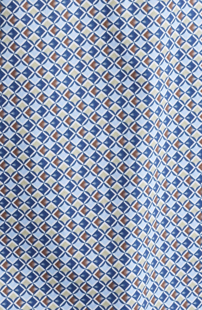 Johnston & Murphy Wavy Diamond Print Cotton Button-Up Shirt, Alternate, color, Blue/ Brown