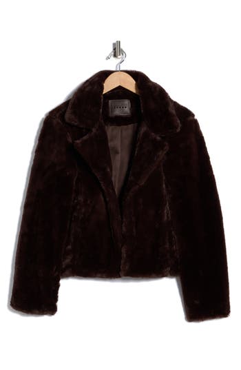 Blanknyc Faux Fur Crop Jacket In Brown