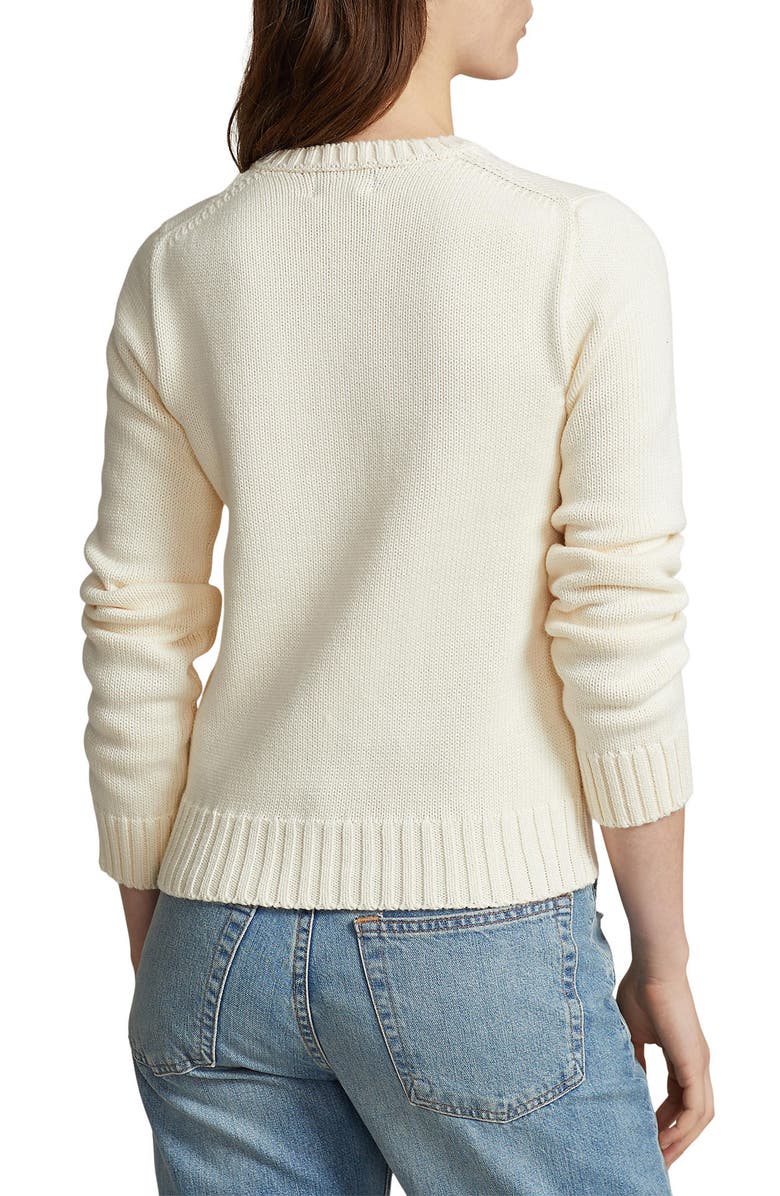 Polo Ralph Lauren Flag Crewneck Sweater, Alternate, color, Cream