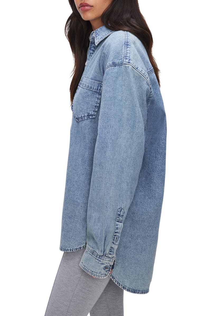 Good American Easy Denim Shirt, Alternate, color,