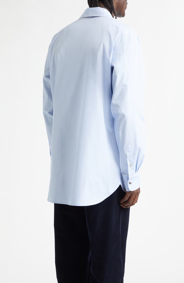 Moncler Cotton Fil-à-Fil Snap Front Shirt, Alternate, color, Blue