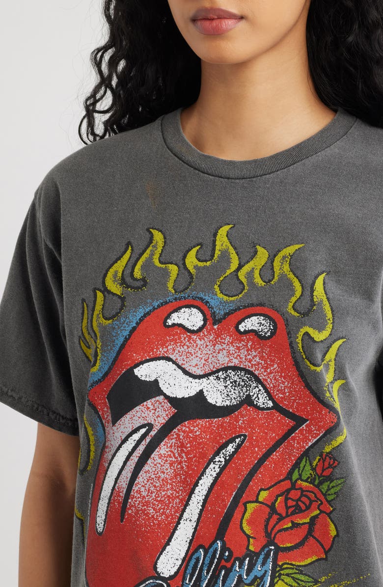 Junk Food Rolling Stones Flaming Hot Lips Graphic T-Shirt, Alternate, color, Vintage Black