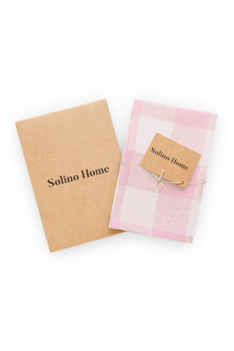 Linen Kitchen Towels Set of 2, 16.5 x 26.5" - Buffalo Check, Alternate, color, Marshmellow Pink