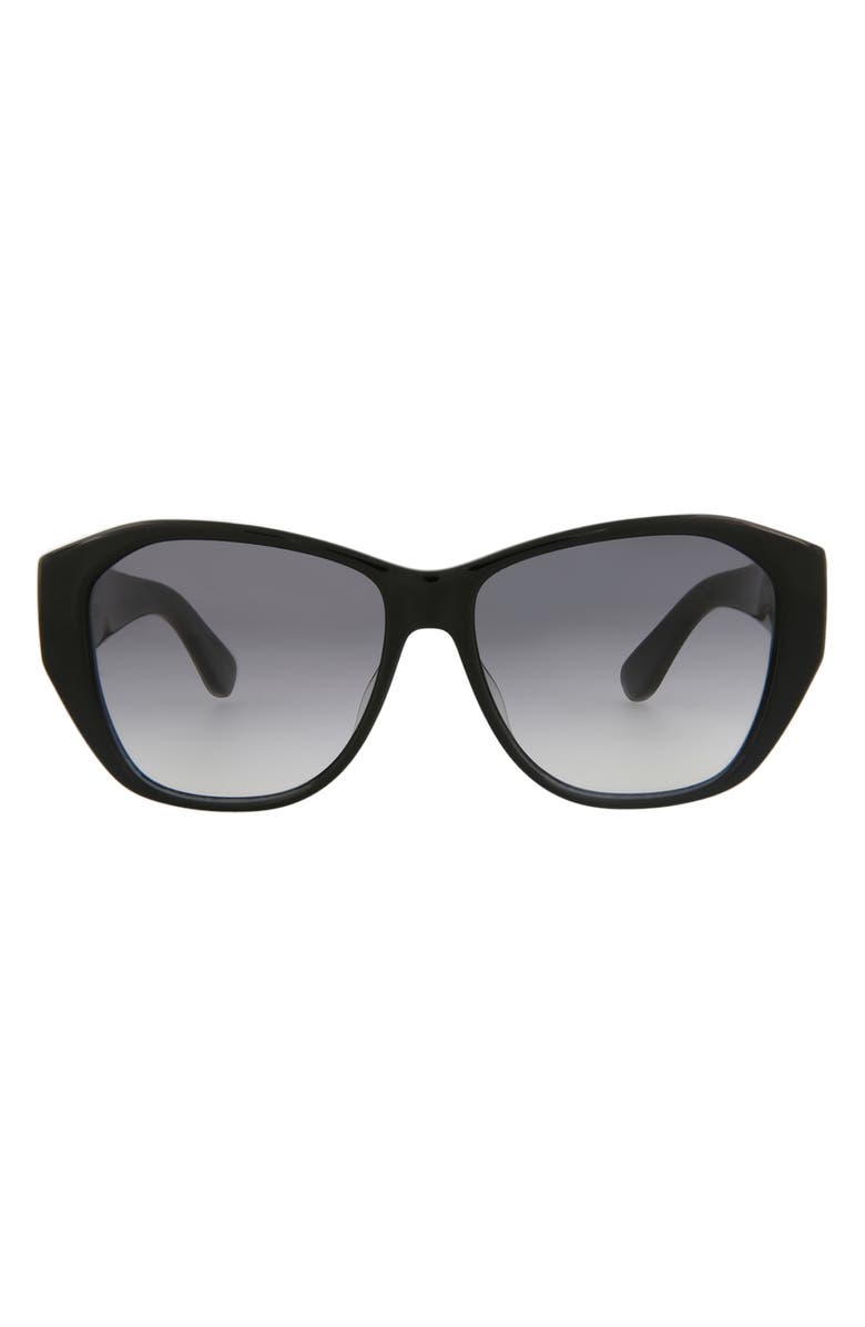 Saint Laurent 56mm Round Sunglasses, Main, color, Shiny Black