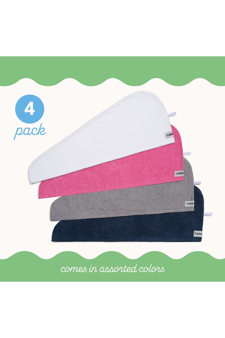 4 Microfiber Hair Towels, for Straight, Wavy, Curly Hair, Alternate, color, Pink