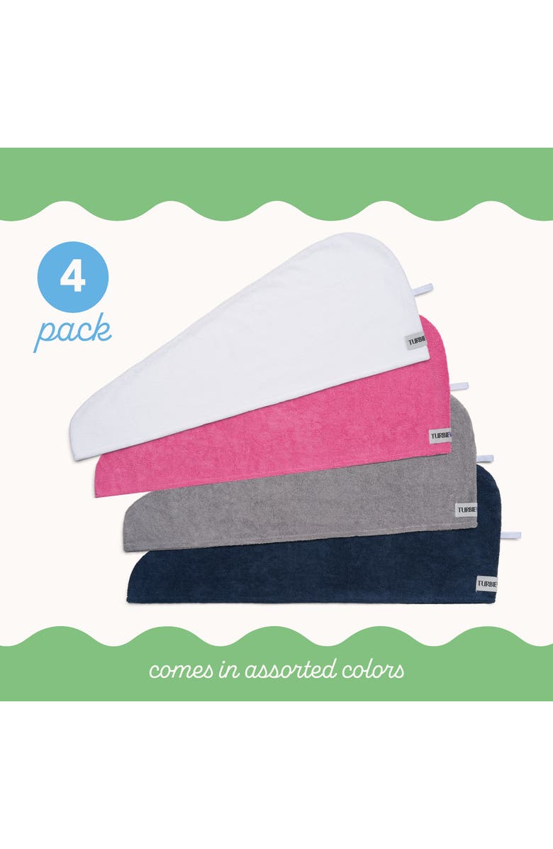 TURBIE TWIST 4 Microfiber Hair Towels, for Straight, Wavy, Curly Hair, Alternate, color, Pink