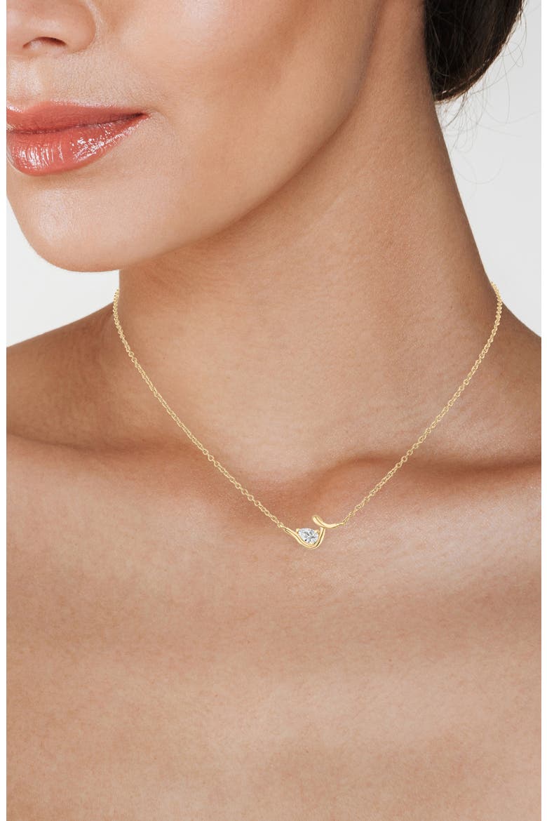 Pear Cubic Zirconia Twirl Chain Necklace, Alternate, color, CLEAR/GOLD