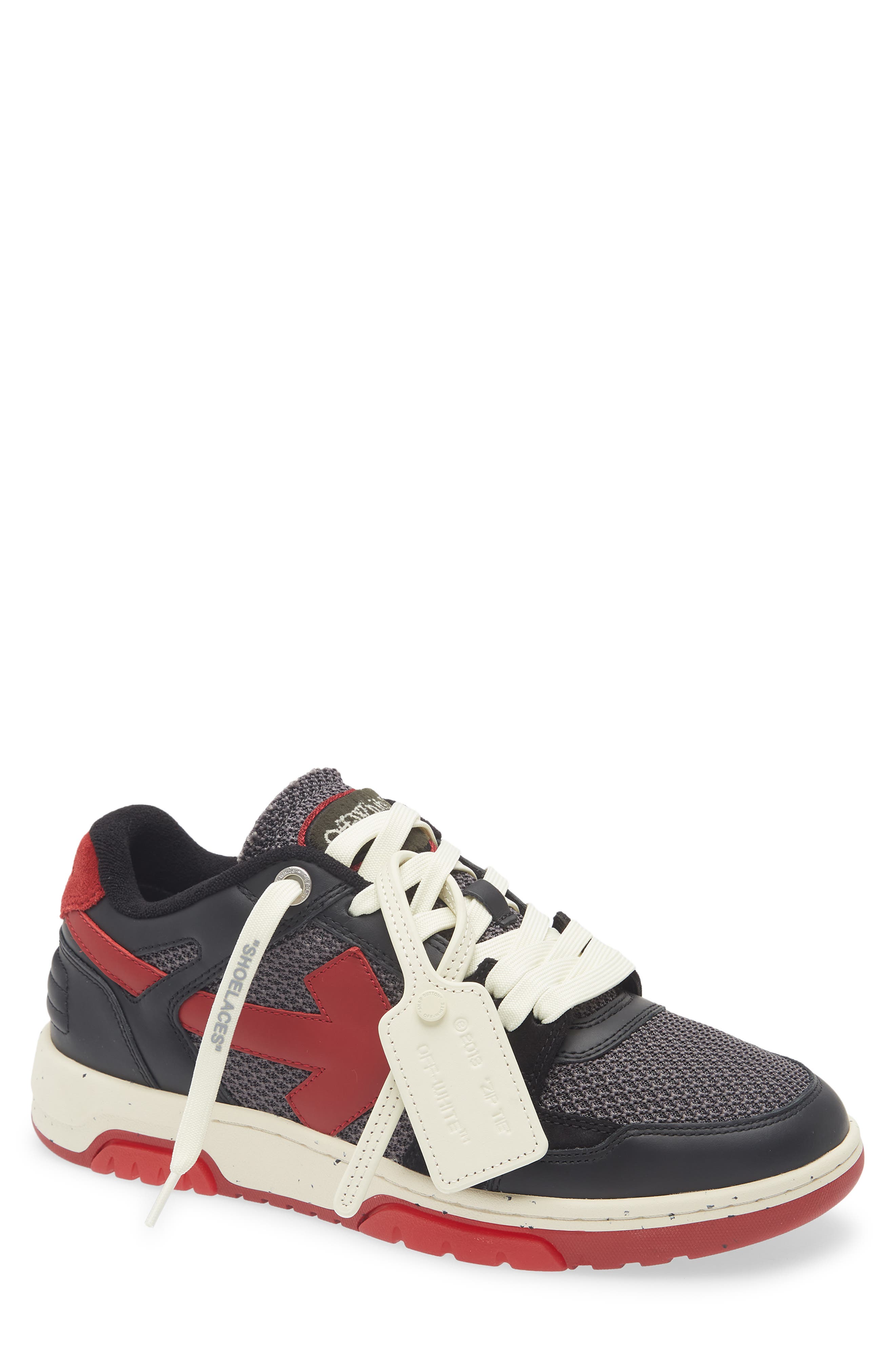 Off-White Slim Out of Office Sneaker, Main, color, Grey Melange - Coral Red