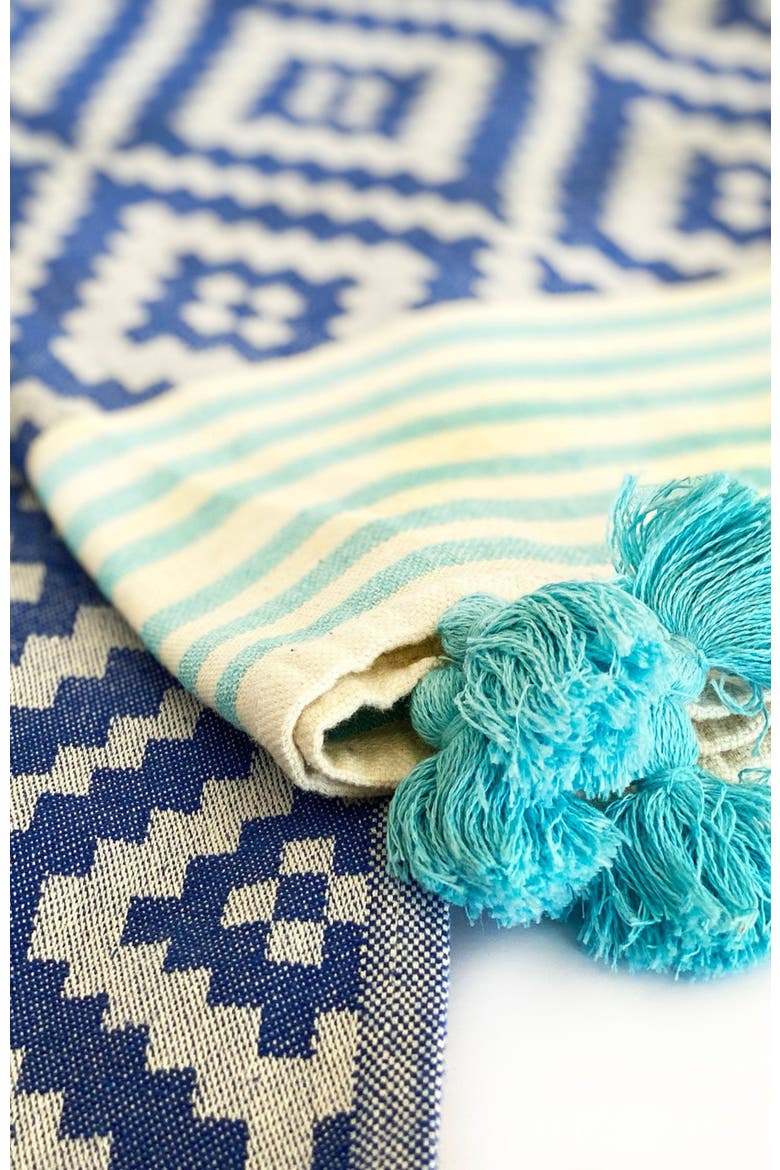 Merida Turkish Towel / Blanket - Blue, Alternate, color, Blue
