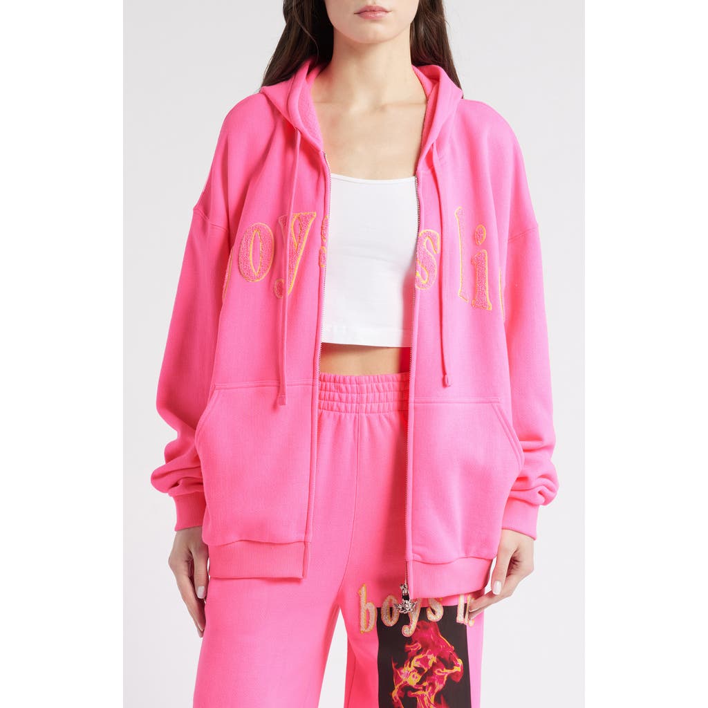 Boys Lie Electric Love V2 Harley Zip Graphic Hoodie In Pink