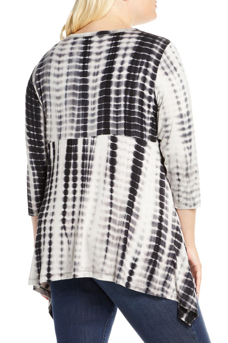 Tie Dye Handkerchief Hem Top, Alternate, color, BLK/ WHT