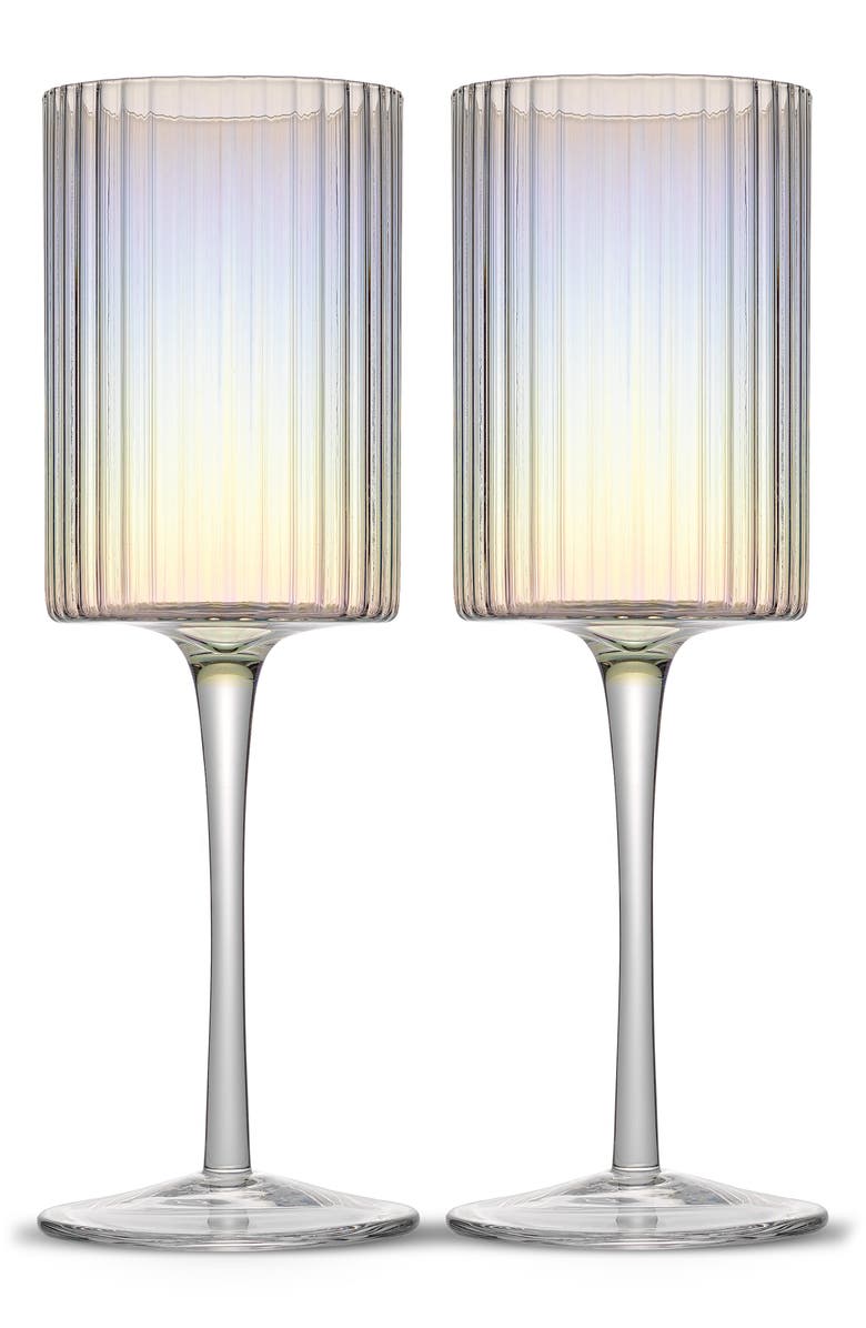 JoyJolt Christian Siriano Set of 2 Stunning Chroma Iridescent Red Wine Glasses, Main, color,