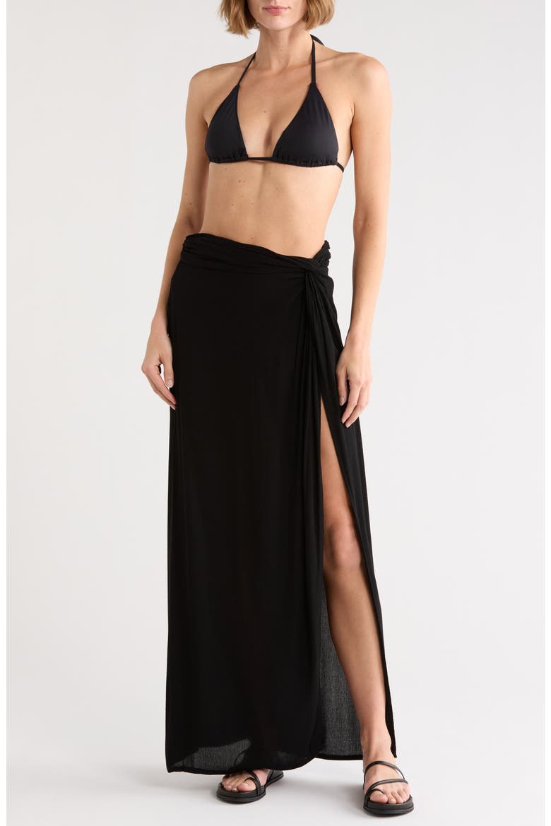 Long Sarong Skirt, Main, color, BLACK