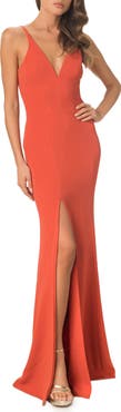 Dress the Population Iris Slit Crepe Gown