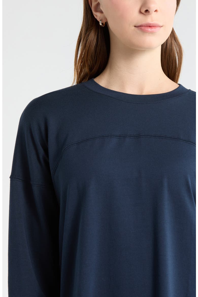 Sueded High-Low Long Sleeve T-Shirt, Alternate, color, NAVY SAPPHIRE