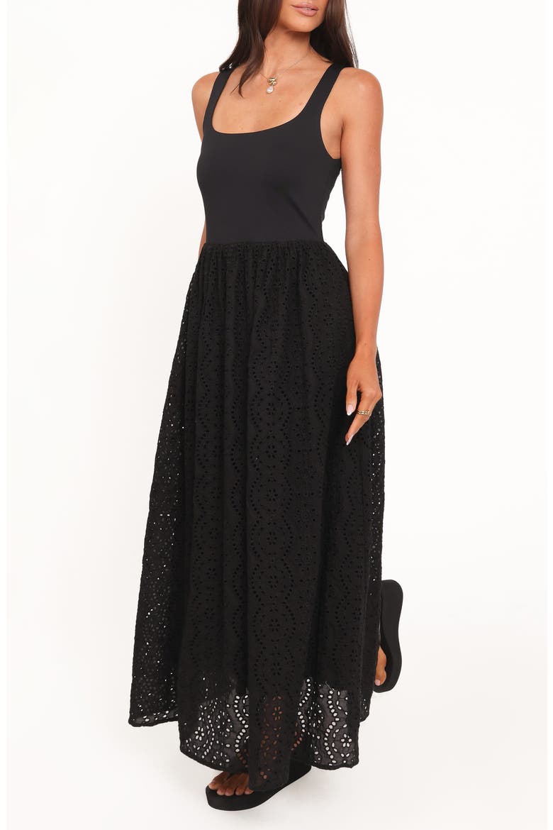 Alva Eyelet Midi Dress, Alternate, color, BLACK BRODERIE