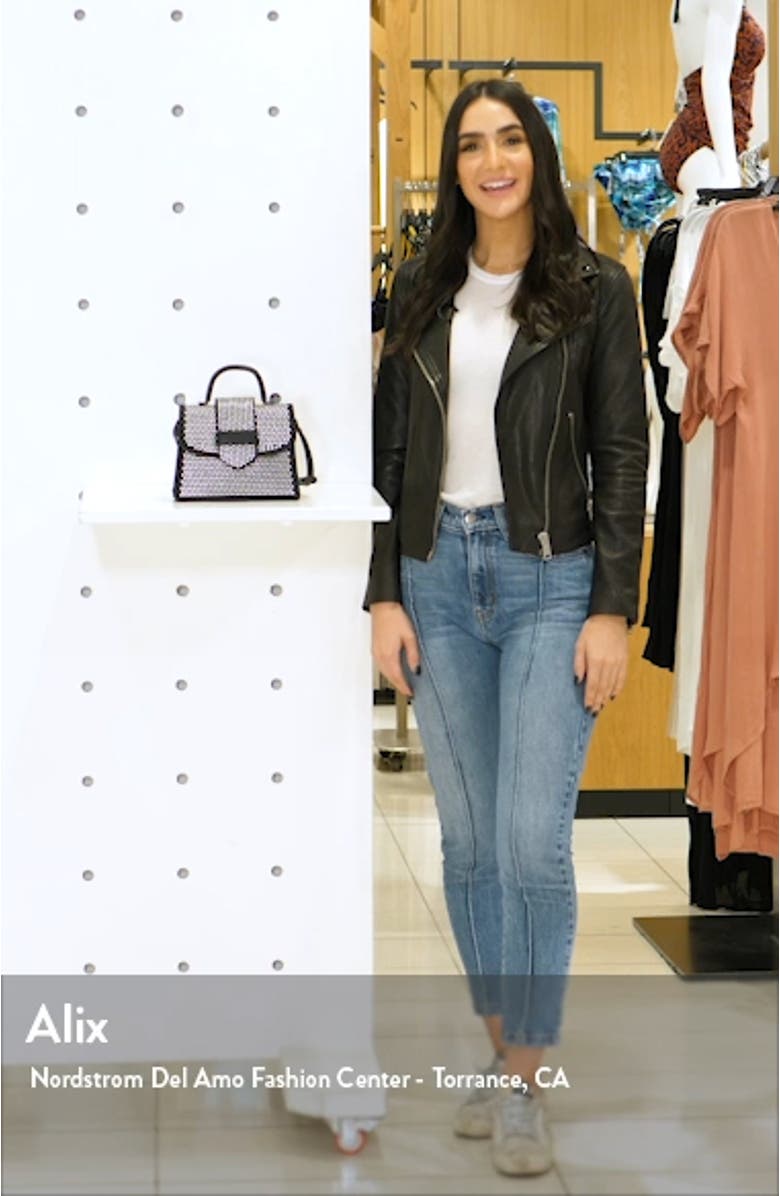 Mini Studded Faux Leather Top Handle Satchel, sales video thumbnail