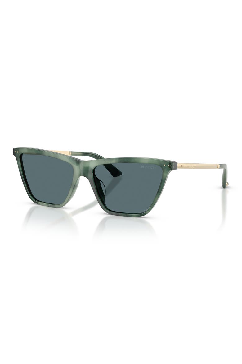 56mm Cat Eye Sunglasses, Alternate, color, GREEN HAVANA / DARK GREY