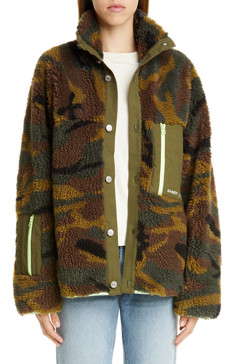Sandy Liang Rory Camo Print Fleece Jacket, Main, color, 