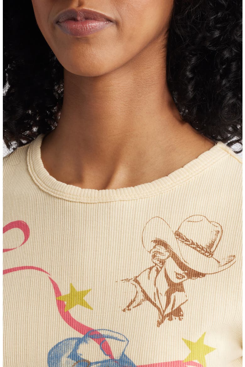 Western Flash Pointelle Cotton Graphic T-Shirt, Alternate, color, BUTTER YELLOW
