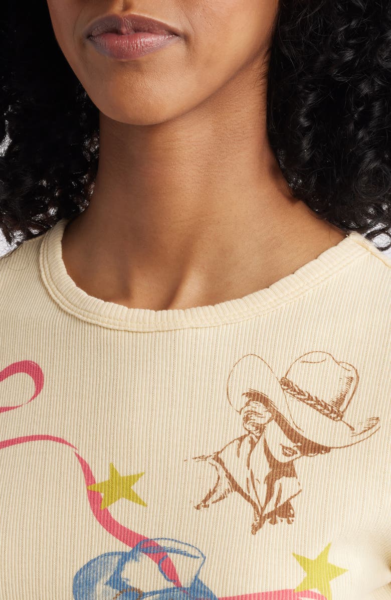 Daydreamer Western Flash Pointelle Cotton Graphic T-Shirt, Alternate, color, Butter Yellow