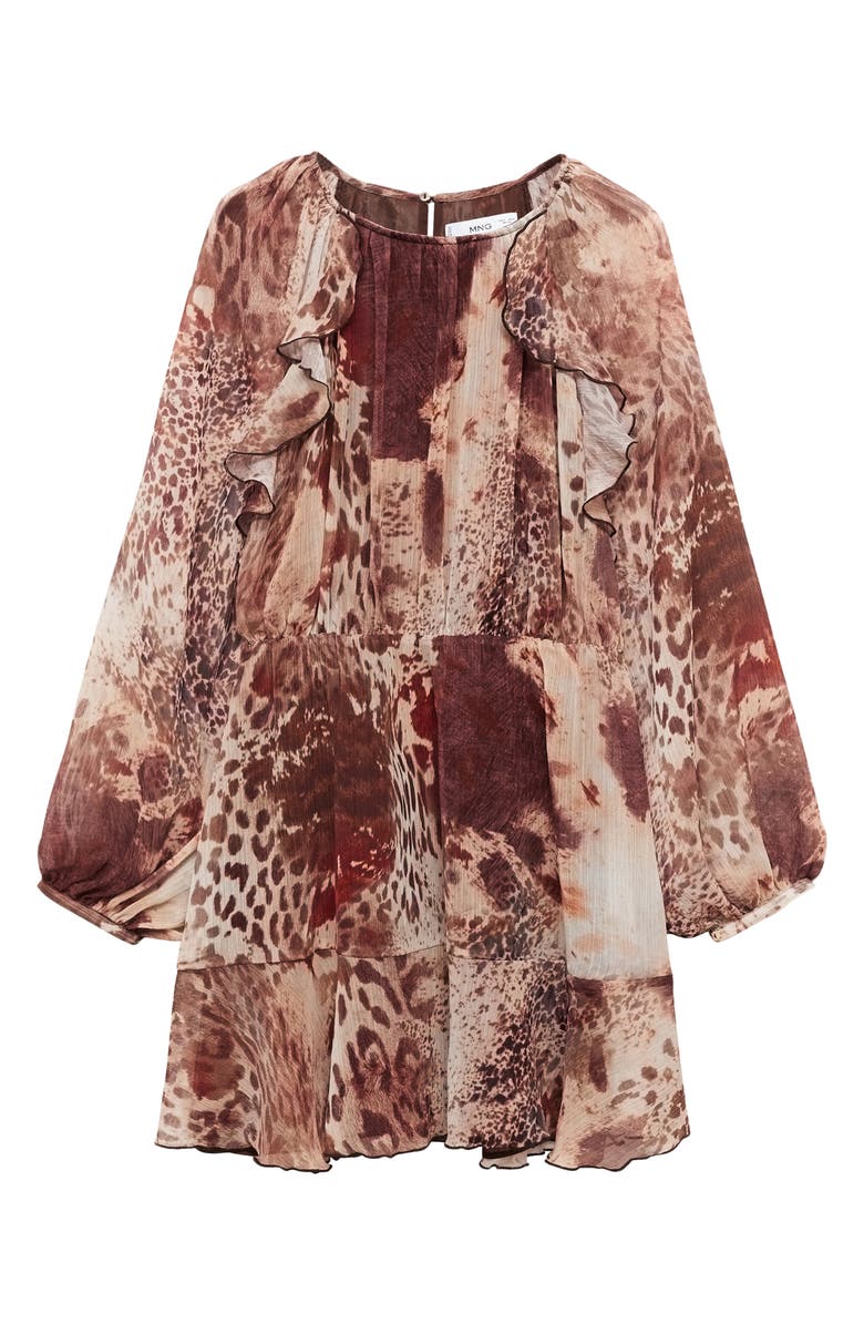 MANGO Abstract Animal Print Long Sleeve Minidress, Alternate, color, 